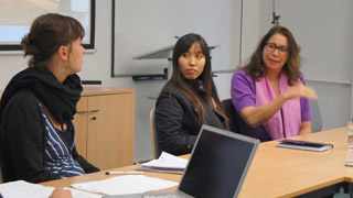 Melanie Langpap, Hnin Ei Hlaing and Lindsey Merrison. Photo: Beate Engelbrecht